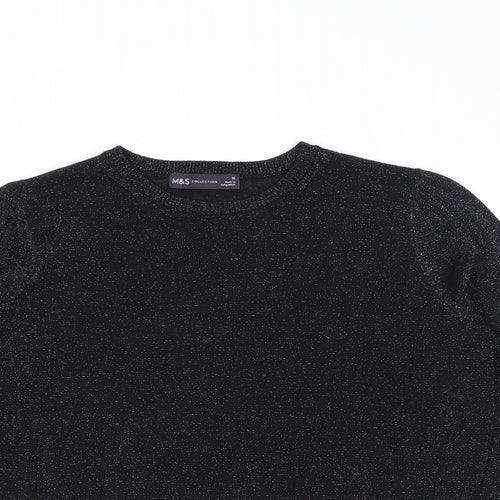 Marks and Spencer Womens Black Round Neck Viscose Pullover Jumper Size 10