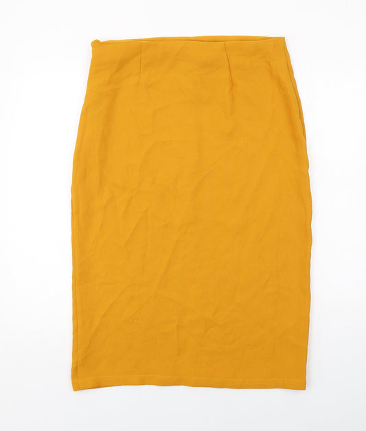 Topshop Womens Yellow Polyester Straight & Pencil Skirt Size 14 Zip
