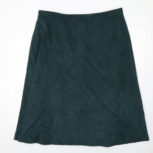 Marks and Spencer Womens Green Polyester A-Line Skirt Size 22