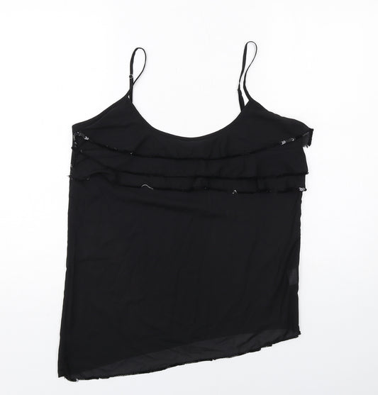 YEWO Womens Black Polyester Camisole Tank Size M Scoop Neck - Asymmetric