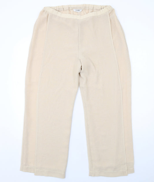 FOSBY Womens Beige Polyester Trousers Size 16 Regular