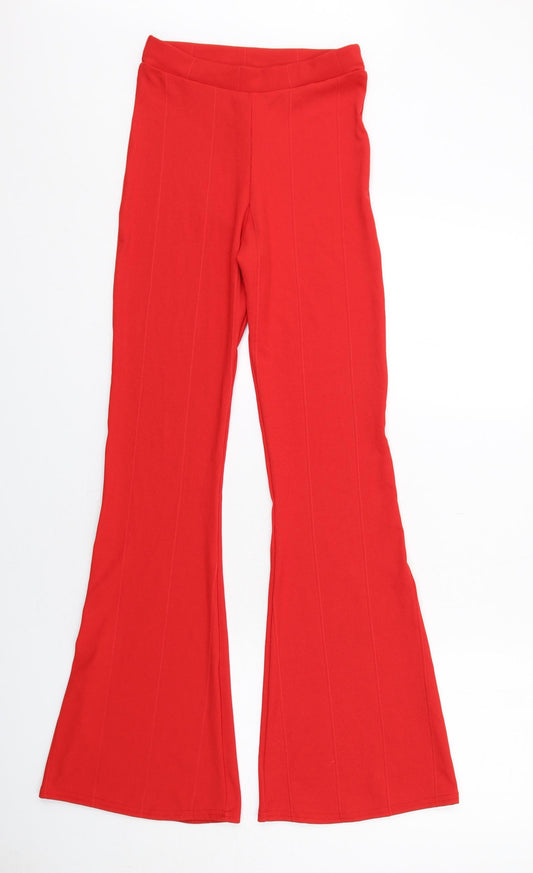 Boohoo Womens Red Polyester Trousers Size 10 Regular