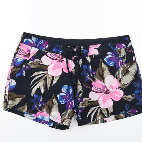 H&M Mens Black Floral Polyester Bermuda Shorts Size 36 in Regular - Swim Shorts