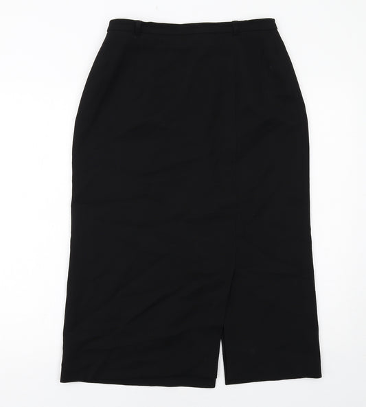 Viyella Womens Black Wool Straight & Pencil Skirt Size 10 Zip