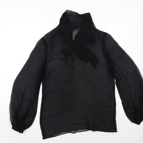 Coast Womens Black Polyester Basic Blouse Size 10 High Neck - Tie Neck Detail