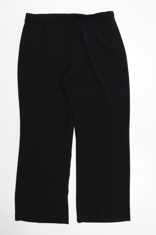 Marks and Spencer Womens Black Polyester Trousers Size 22 Regular Zip