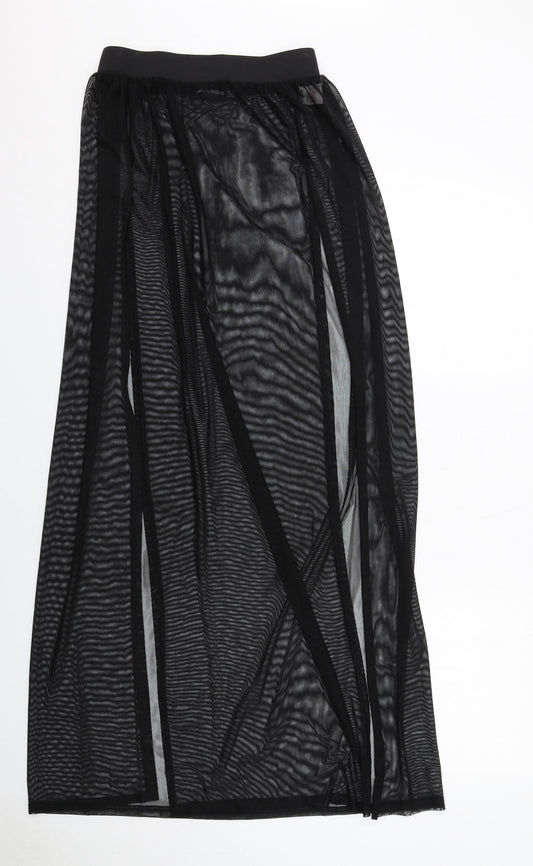 PRETTYLITTLETHING Womens Black Polyester Maxi Skirt Size 10