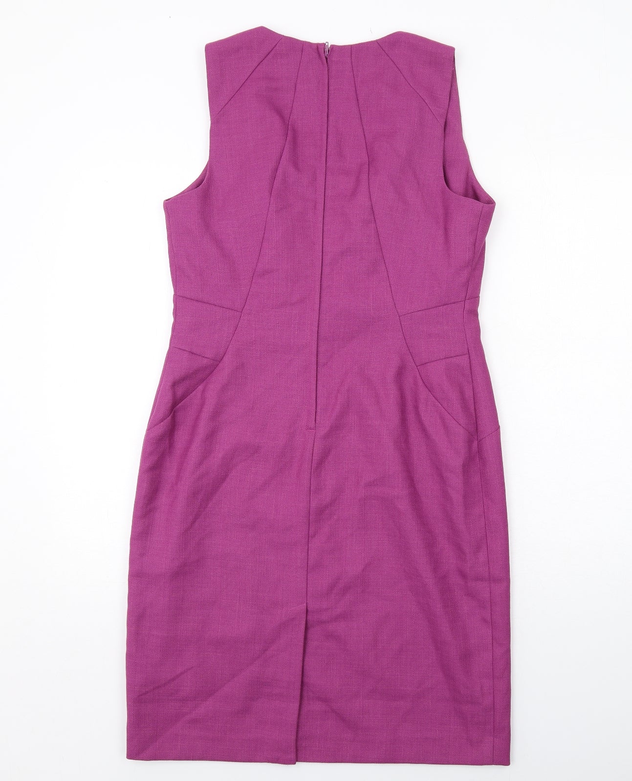 NEXT Womens Purple Polyester Shift Size 14 Square Neck Zip