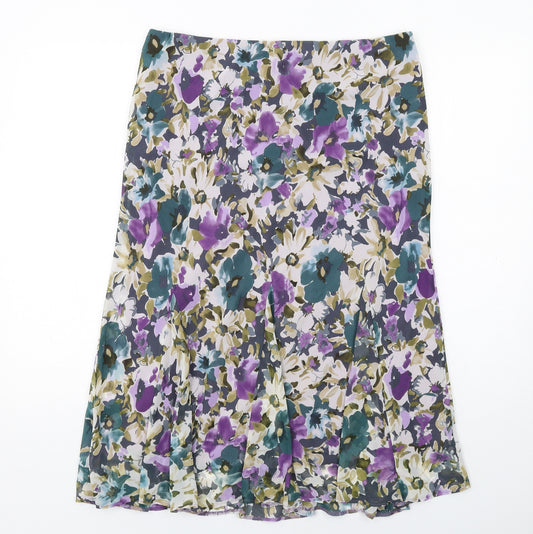Classics Womens Multicoloured Floral Polyester Swing Skirt Size 14