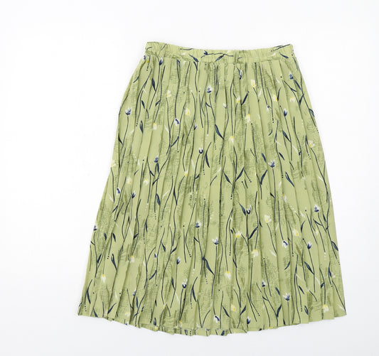 Bonmarché Womens Green Floral Polyester Pleated Skirt Size 12