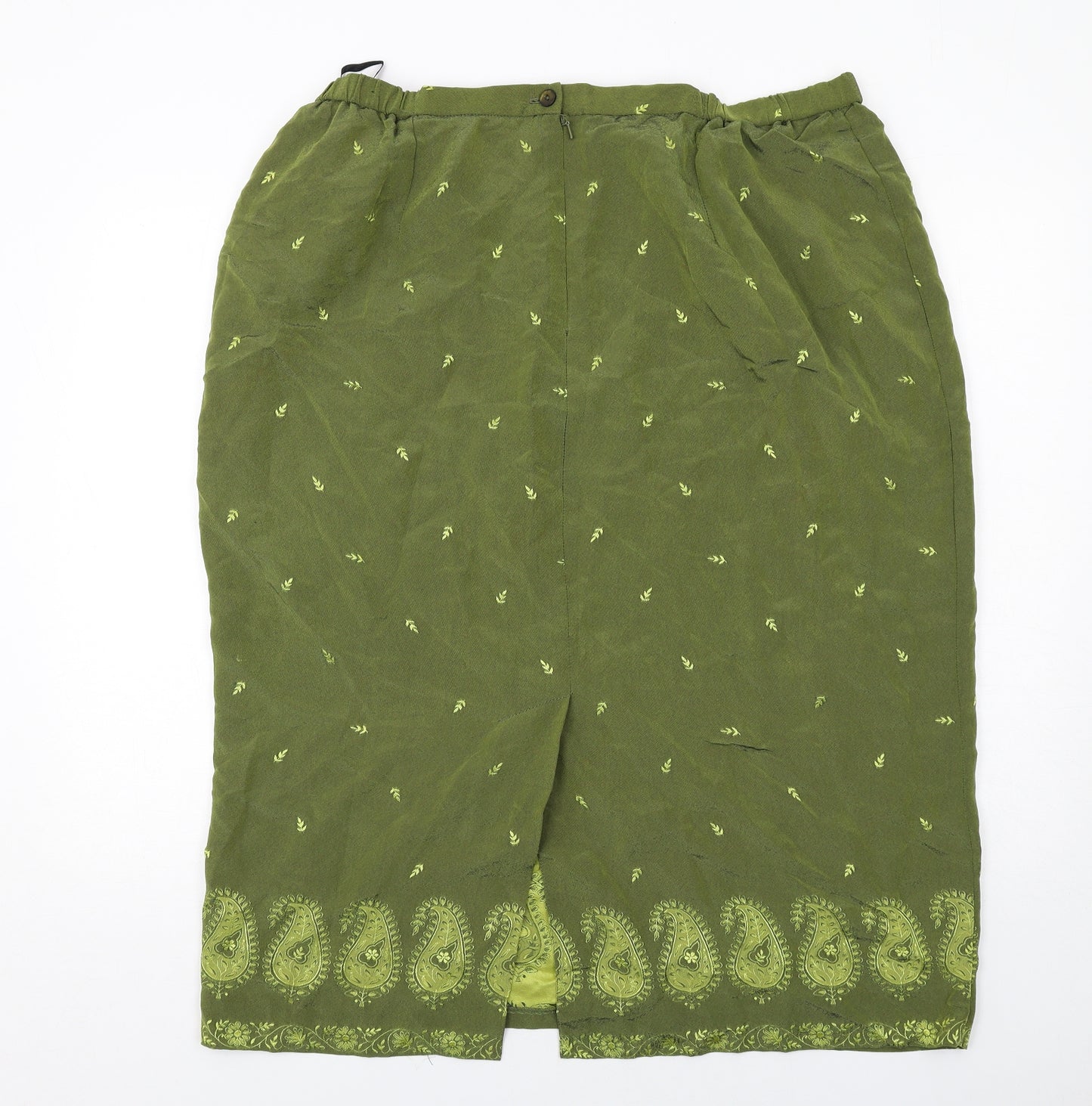 Ann Harvey Womens Green Geometric Viscose A-Line Skirt Size 22 Zip