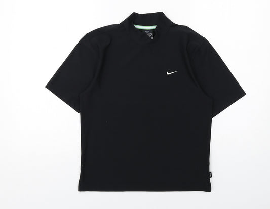 Nike Boys Black Polyester Basic T-Shirt Size 8-9 Years Mock Neck Pullover