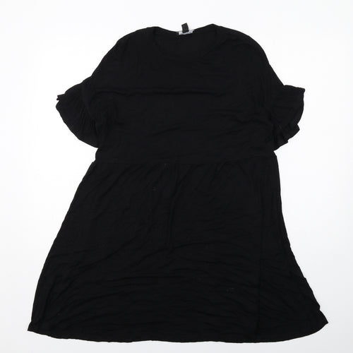 New Look Womens Black Viscose T-Shirt Dress Size 10 Round Neck Pullover