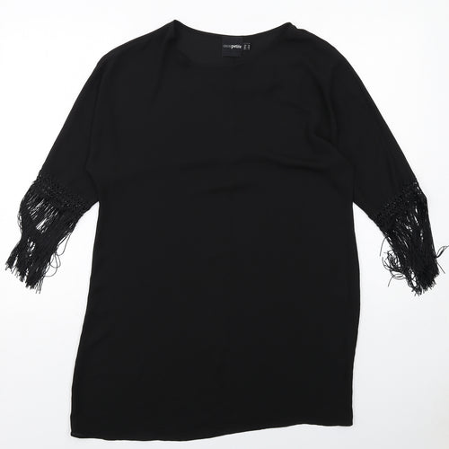 ASOS Womens Black Polyester A-Line Size 10 Round Neck Pullover