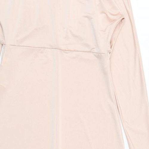 Zara Womens Pink Polyester A-Line Size L Round Neck Zip