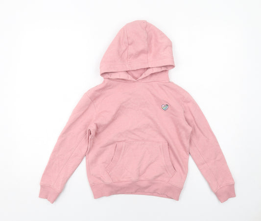 NEXT Girls Pink Cotton Pullover Hoodie Size 8 Years Pullover