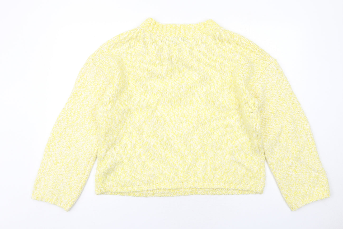 Marks and Spencer Womens Yellow V-Neck Polyester Pullover Jumper Size L
