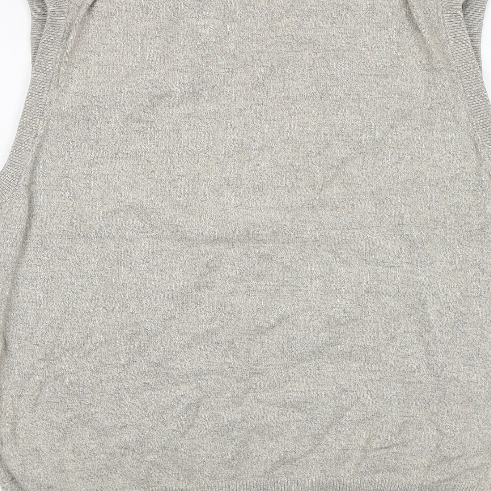 Marks and Spencer Mens Beige V-Neck Cotton Vest Jumper Size L Sleeveless