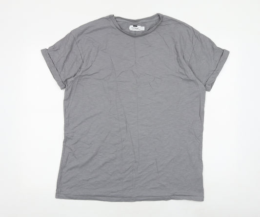 Topman Mens Grey Cotton T-Shirt Size 2XL Round Neck