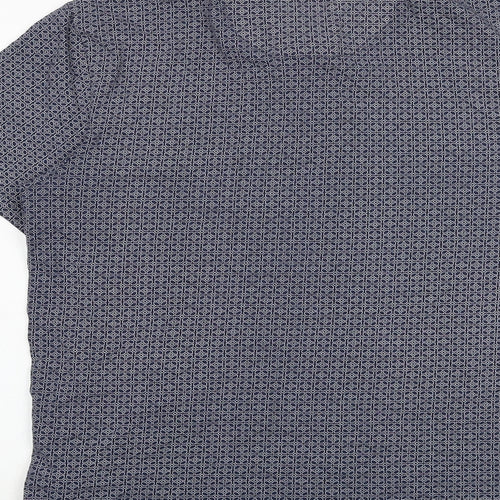 NEXT Mens Blue Geometric 100% Cotton Polo Size L Collared Button
