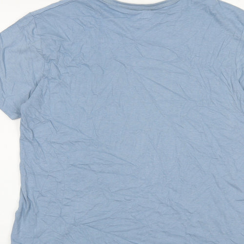 M&Co Mens Blue Cotton T-Shirt Size M Round Neck