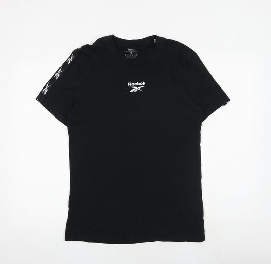 Reebok Mens Black Cotton T-Shirt Size S Round Neck