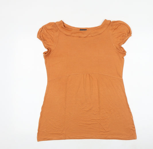 Marks and Spencer Womens Orange Viscose Basic Blouse Size 16 Boat Neck