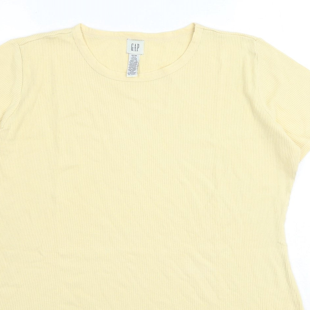Gap Womens Yellow 100% Cotton Basic T-Shirt Size M Round Neck - Ribbed
