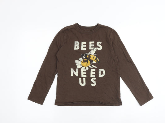 Gap Girls Brown 100% Cotton Basic T-Shirt Size M Round Neck Pullover - Bees Need Us