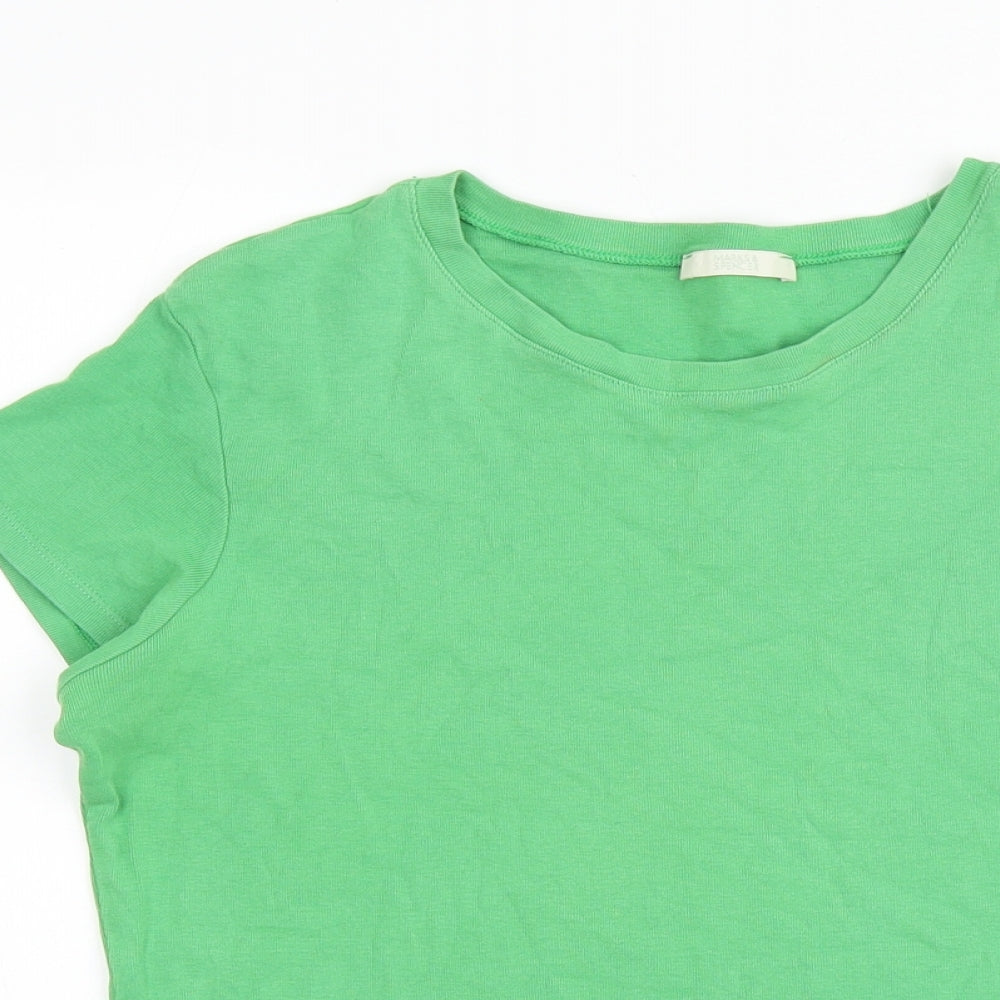Marks and Spencer Womens Green 100% Cotton Basic T-Shirt Size 16 Round Neck