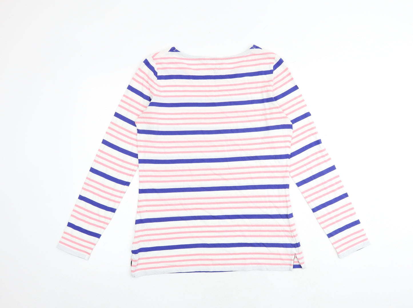 Boden Womens Multicoloured Striped 100% Cotton Basic T-Shirt Size 12 Boat Neck