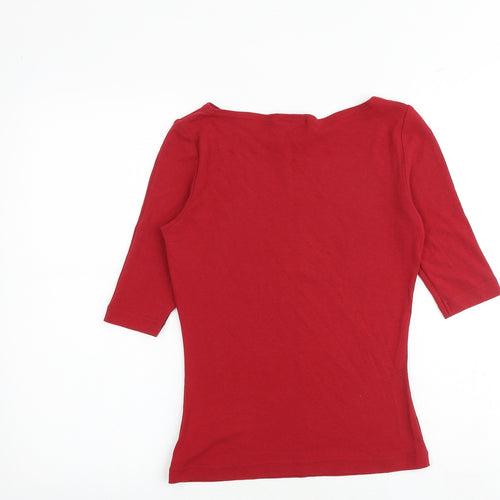 NEXT Womens Red 100% Cotton Basic T-Shirt Size 12 Boat Neck