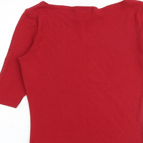 NEXT Womens Red 100% Cotton Basic T-Shirt Size 12 Boat Neck