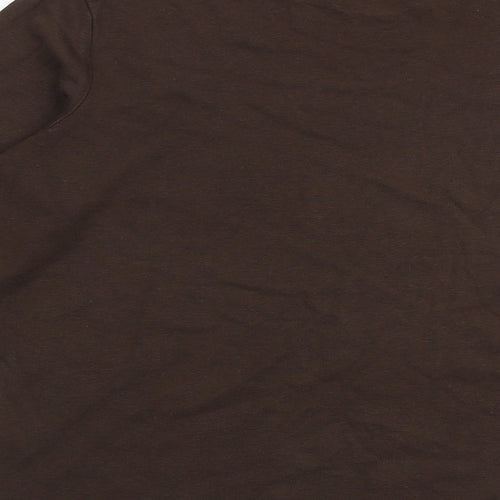 Marks and Spencer Womens Brown 100% Cotton Basic T-Shirt Size 16 Round Neck