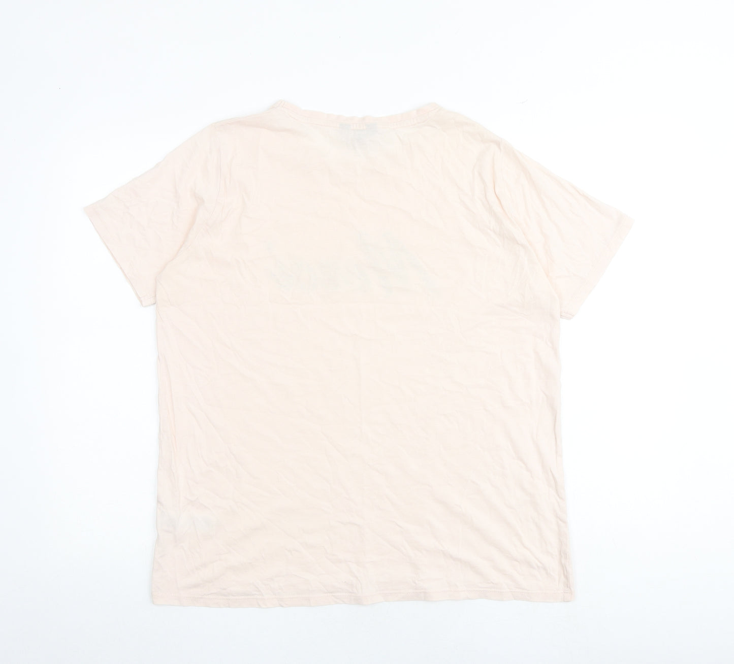 New Look Womens Pink 100% Cotton Basic T-Shirt Size 18 Round Neck - Merci