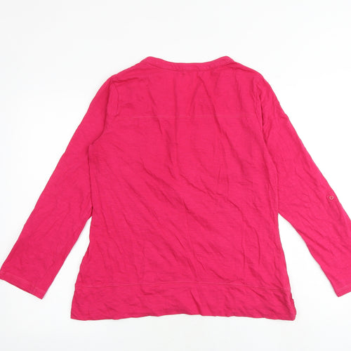 Indigo Womens Pink Cotton Basic Blouse Size 12 V-Neck