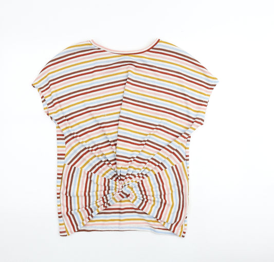 New Look Womens Multicoloured Striped Polyester Basic T-Shirt Size M Round Neck - Twist Detail