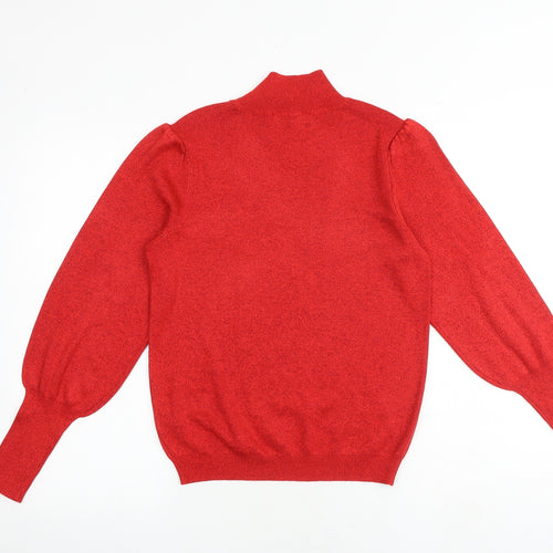 Marks and Spencer Womens Red High Neck Viscose Pullover Jumper Size 8