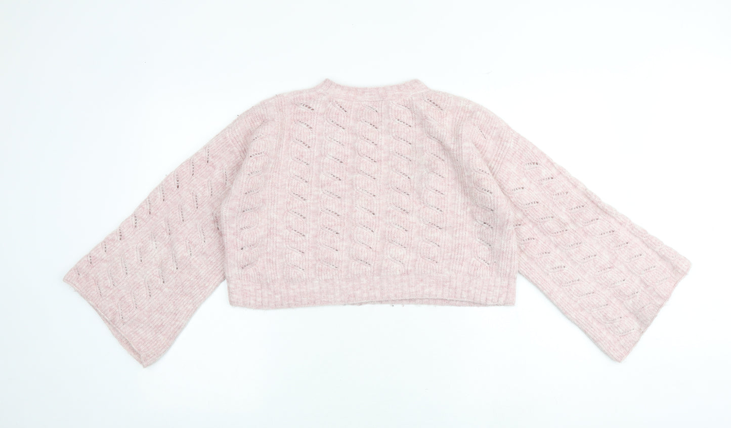 Topshop Womens Pink Round Neck Acrylic Pullover Jumper Size 10 - Cropped
