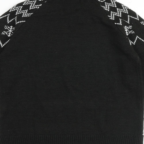Missguided Womens Black Roll Neck Fair Isle Acrylic Pullover Jumper Size 6 - Size 6-8