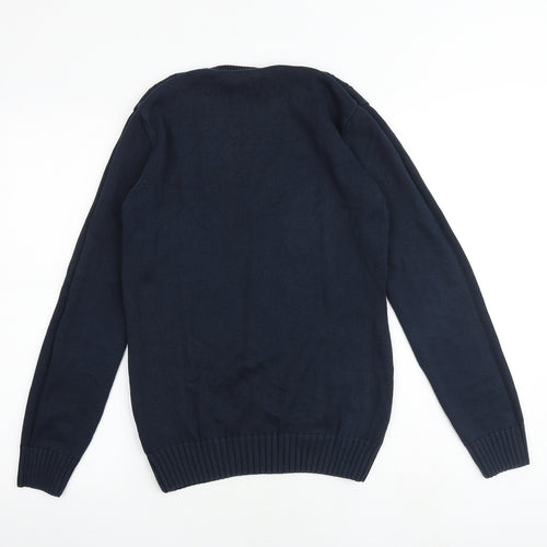 Barbour Womens Blue V-Neck 100% Cotton Pullover Jumper Size 12