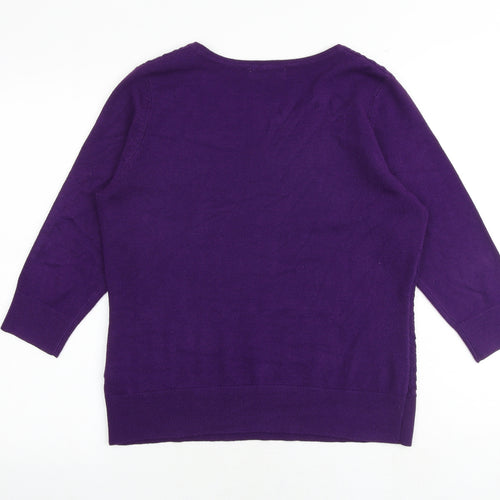 Per Una Womens Purple Round Neck Acrylic Pullover Jumper Size 14