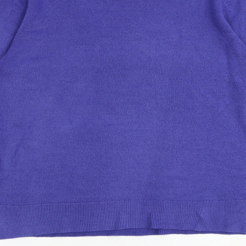 Marks and Spencer Womens Blue Round Neck Acrylic Pullover Jumper Size 16