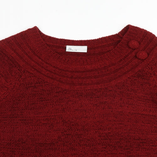 BHS Womens Red Round Neck Acrylic Pullover Jumper Size 18