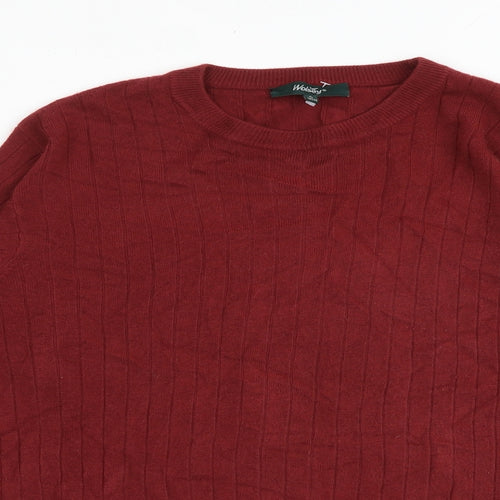 Wolsey Mens Red Round Neck Acrylic Pullover Jumper Size S Long Sleeve