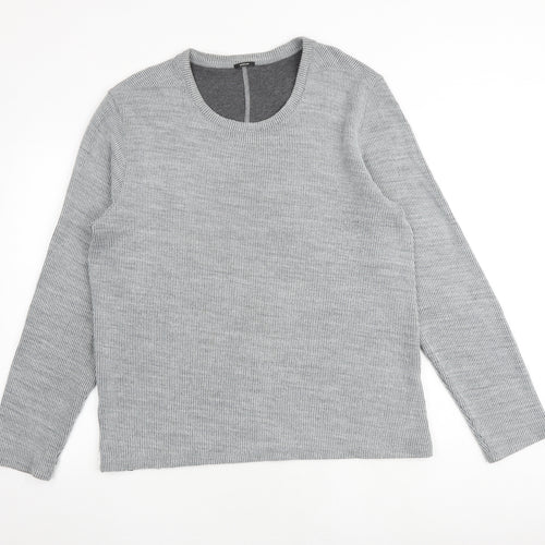 Denham Mens Grey Round Neck Cotton Pullover Jumper Size 2XL Long Sleeve