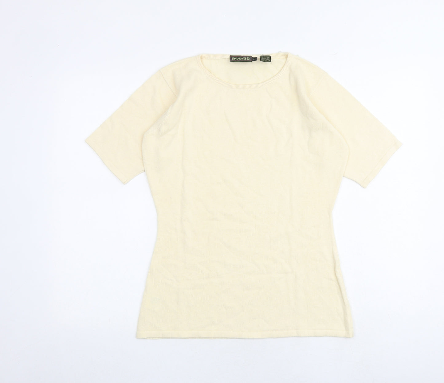 Timberland Womens Ivory 100% Cotton Basic T-Shirt Size M Round Neck