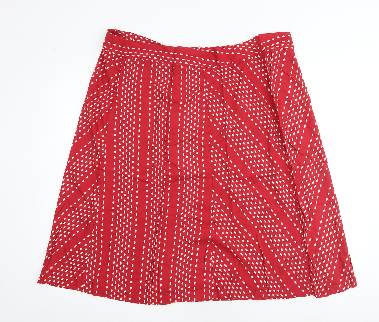 Monsoon Womens Red Geometric Viscose A-Line Skirt Size 22 Button
