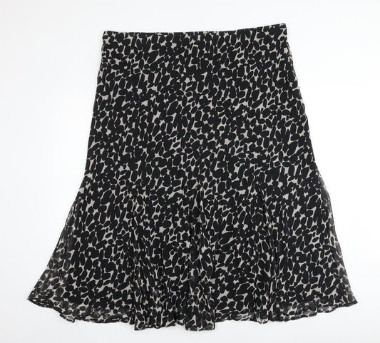 Marks and Spencer Womens Black Geometric Polyester Swing Skirt Size 22