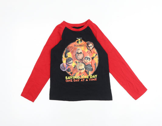 Disney Boys Multicoloured 100% Cotton Basic T-Shirt Size 7-8 Years Round Neck Pullover - The Incredibles